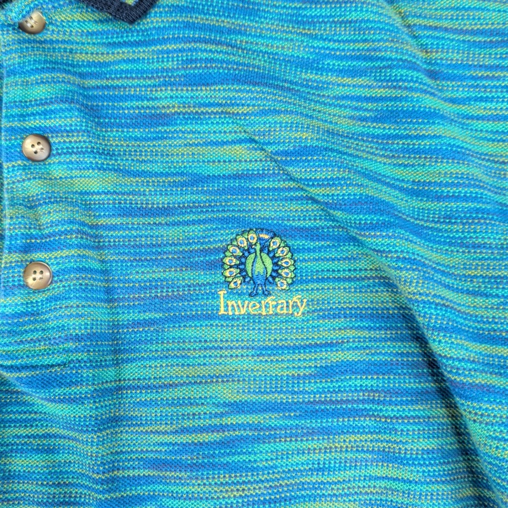 Tail Vintage 90s Golf Polo Shirt Mens Large Blue Green Space Dye Knit USA Made - Picture 3 of 9